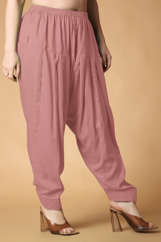 Light Onion Rayon Pleated Salwar