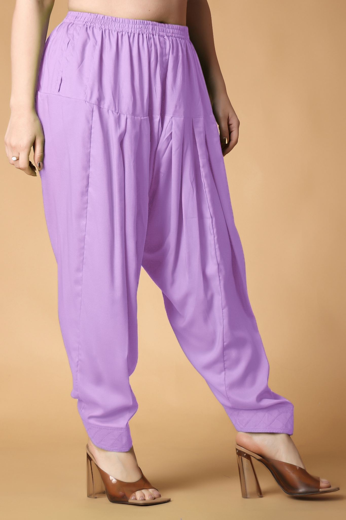 Lavender Pleated Rayon Salwar