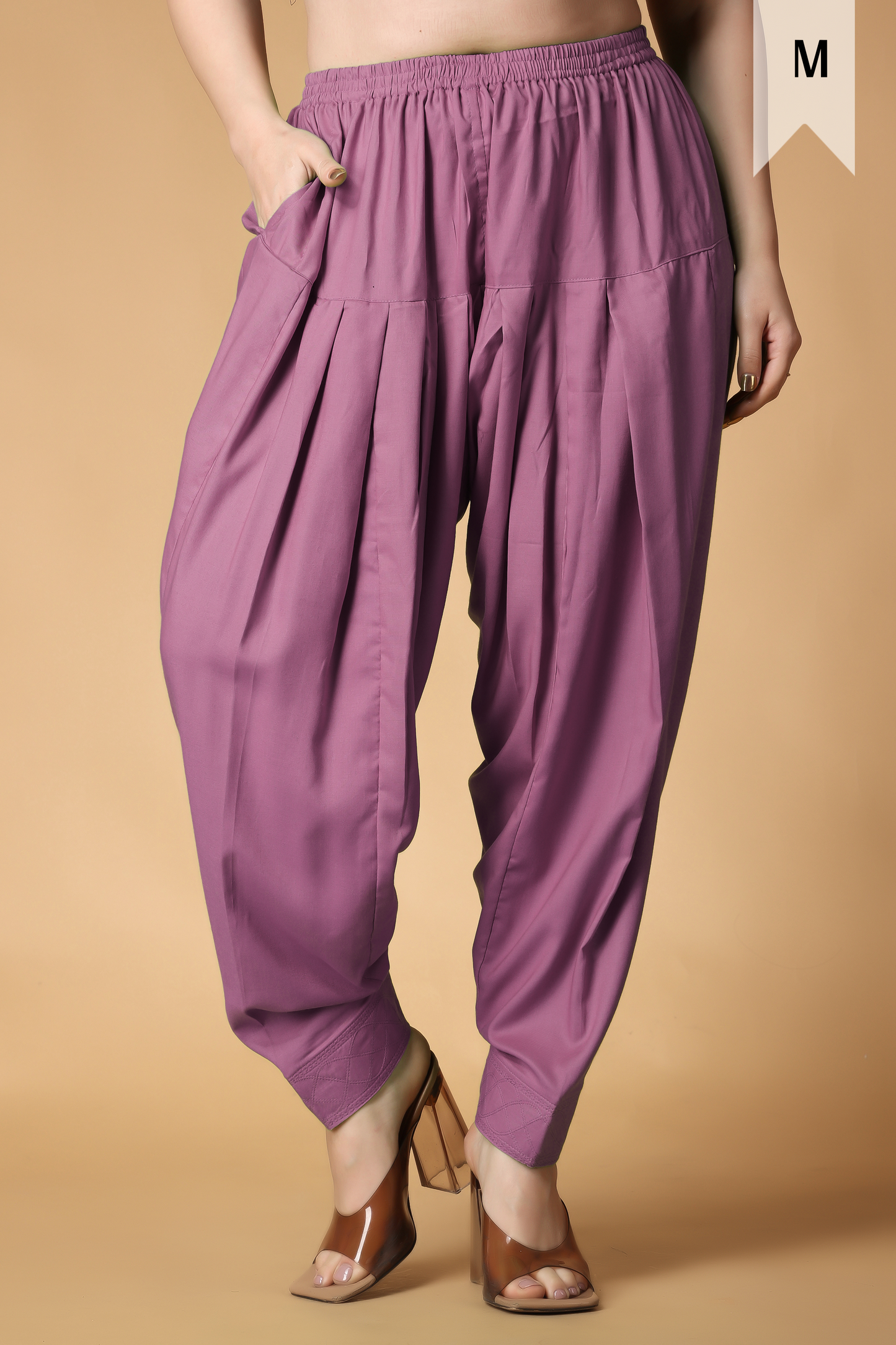 Dark Onion Rayon Pleated Salwar