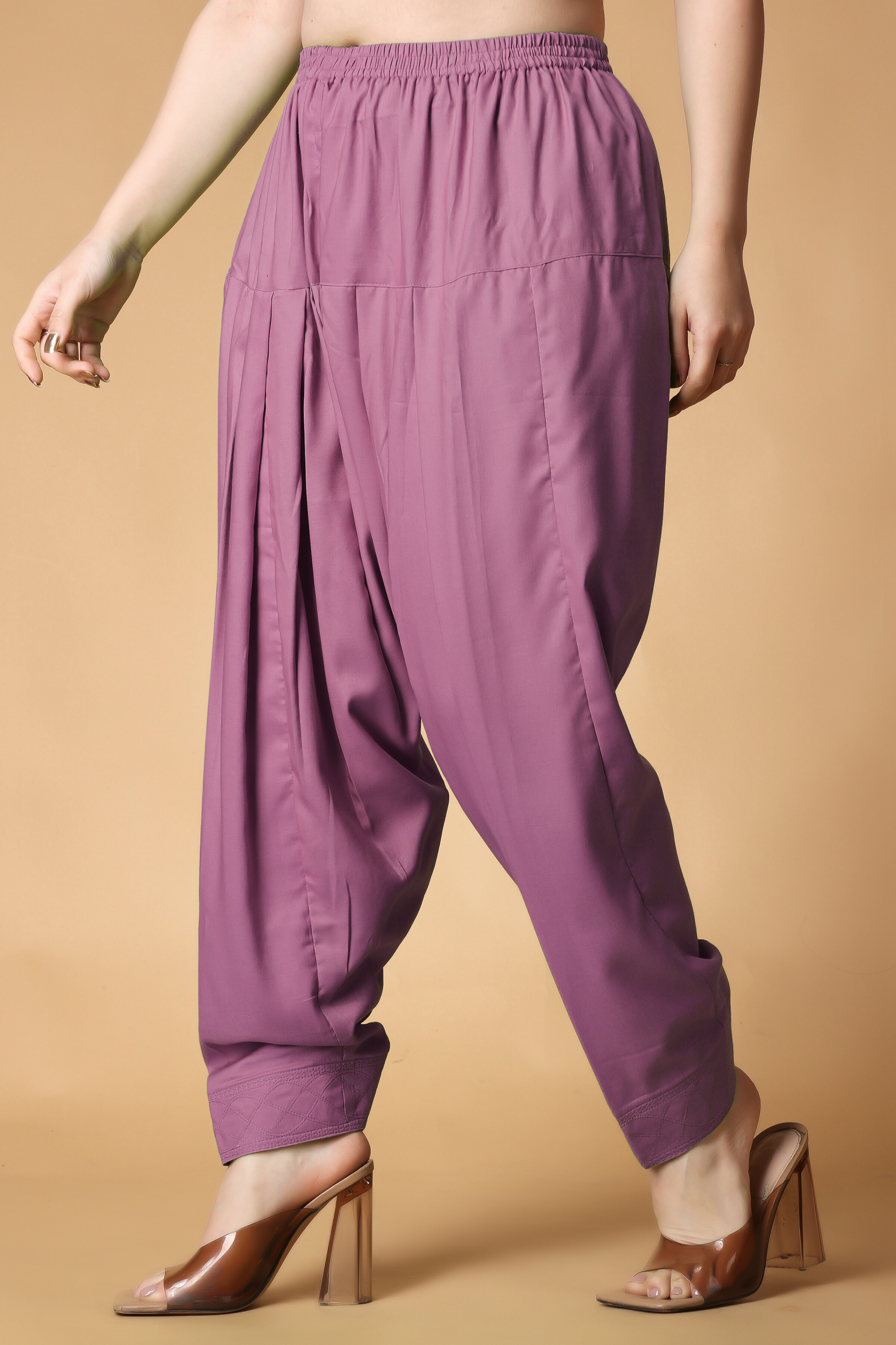 Dark Onion Rayon Pleated Salwar