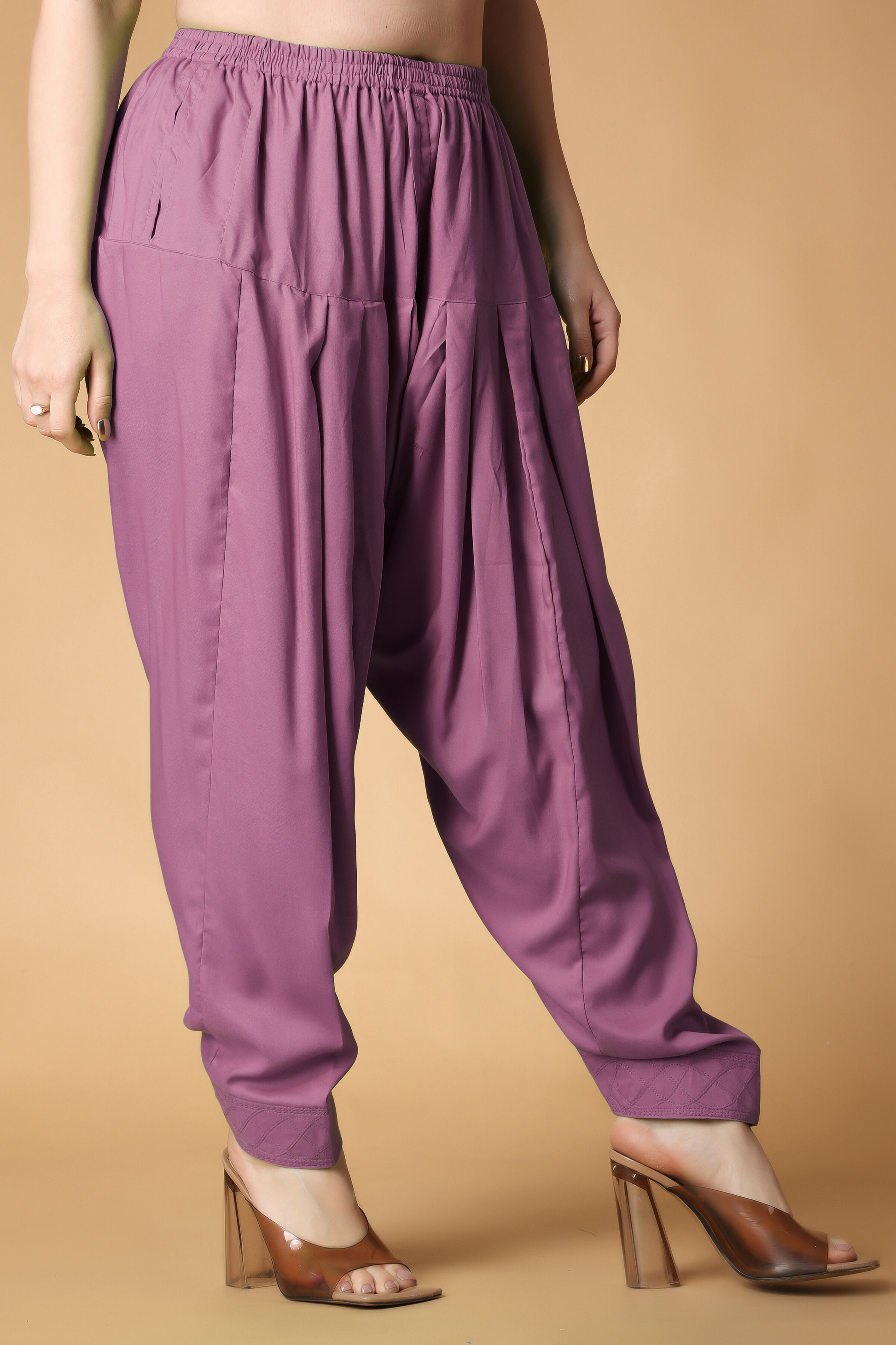 Dark Onion Rayon Pleated Salwar