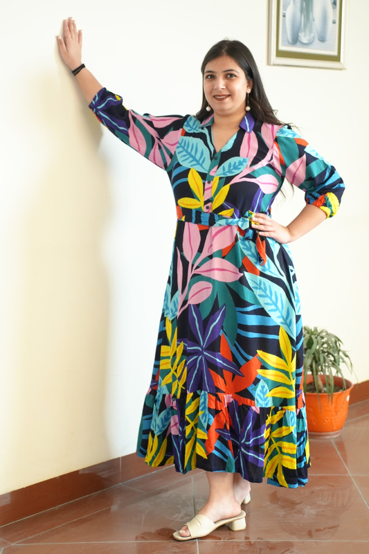 Autumn Carnival Tiered Maxi Dress