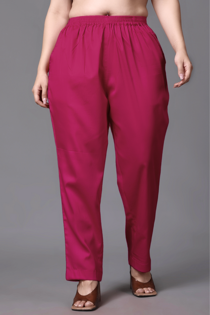Mulberry Wine Cotton Metallic Pant Palazzo