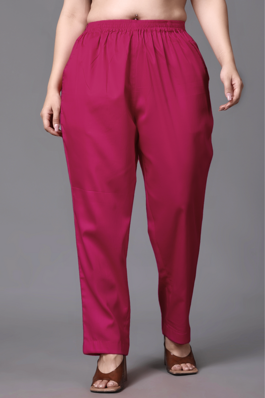 Mulberry Wine Cotton Metallic Pant Palazzo