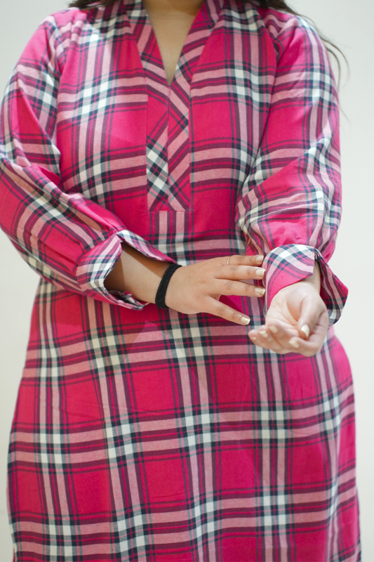 Rosewood Pink Woollen Kurta Set