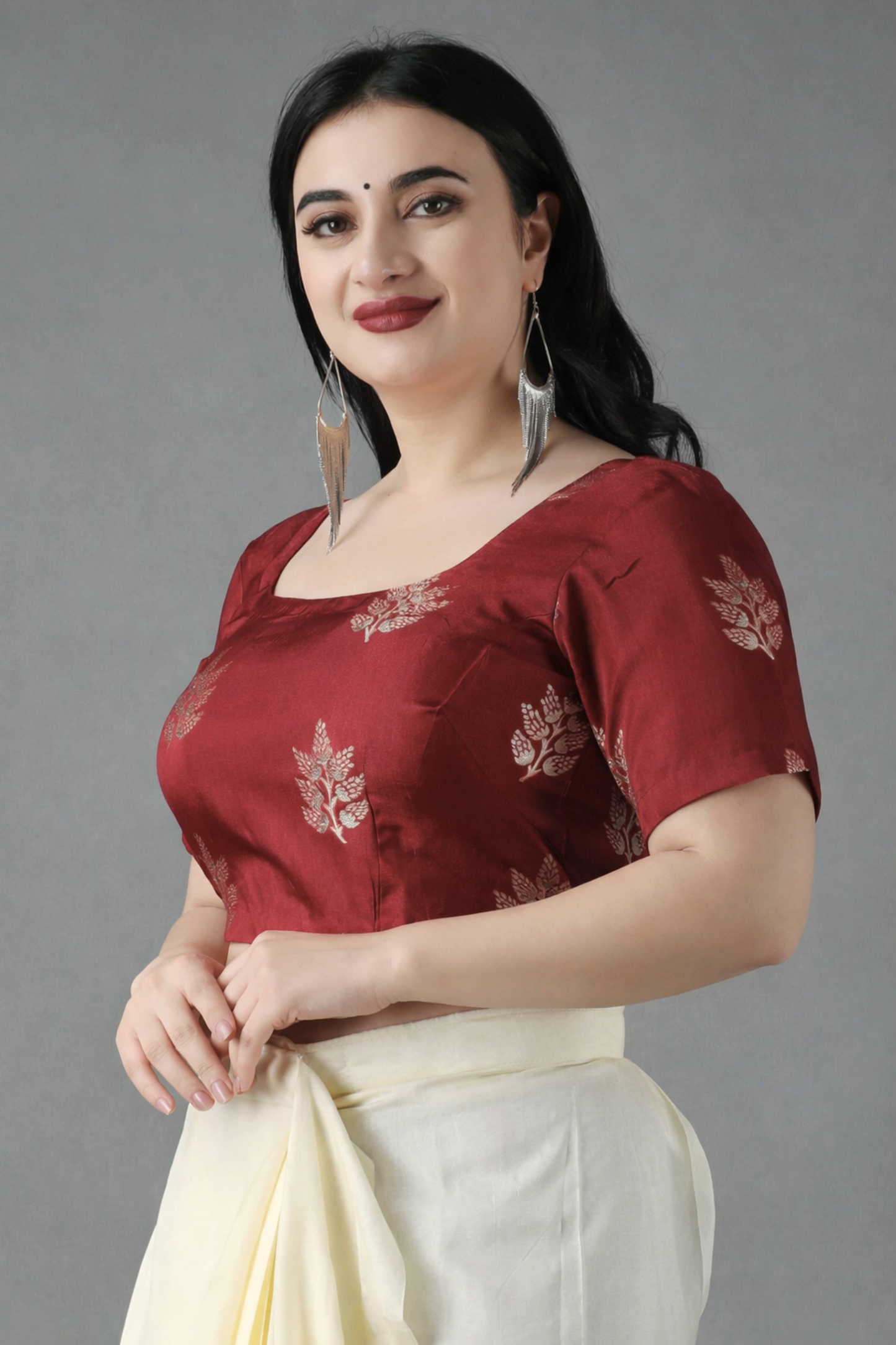 Tussar Silk Maroon Blouse