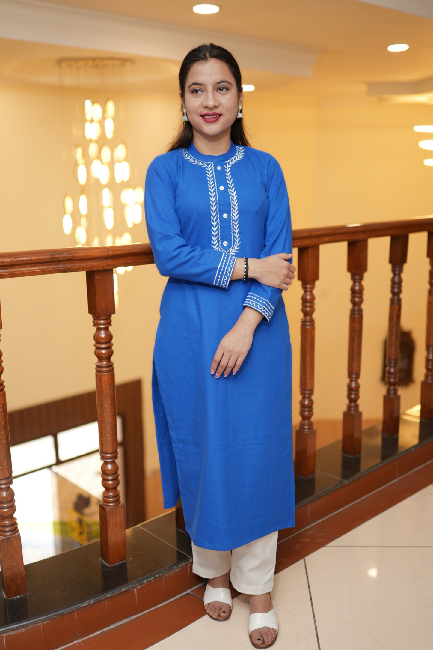 Buy Plus Size ​Frosty Blue Woollen Kurta At Apella | Sizes XS to 10 XL | India | Free Delivery | Customized