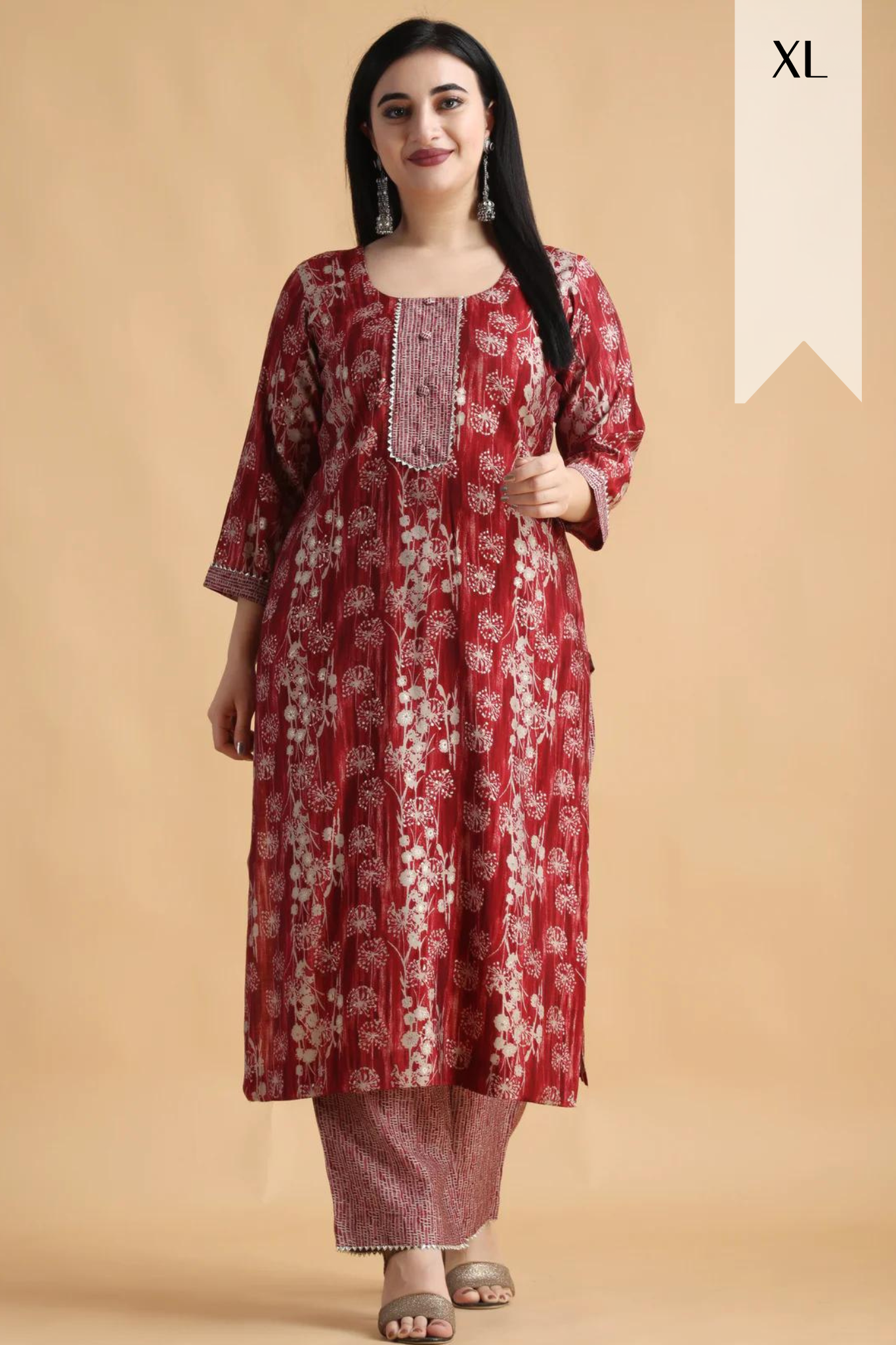 Musket Red Chanderi Modal Suit