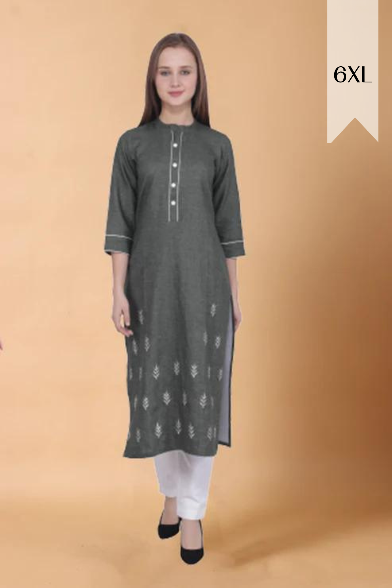 Buy Plus Size ​Green Detailed Woollen Kurta At Apella | Sizes XS to 10 XL | India | Free Delivery | Customized