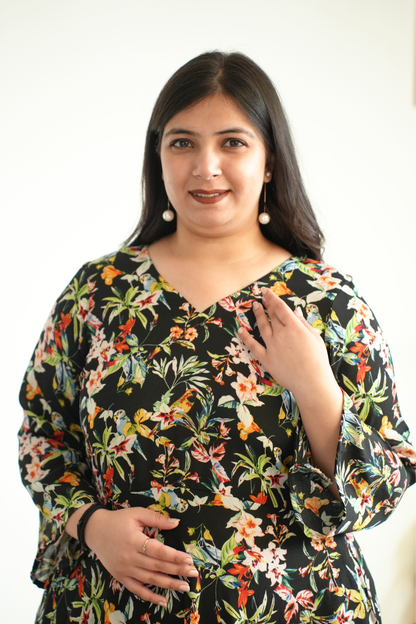 Midnight Confetti Calf Dress With Pockets