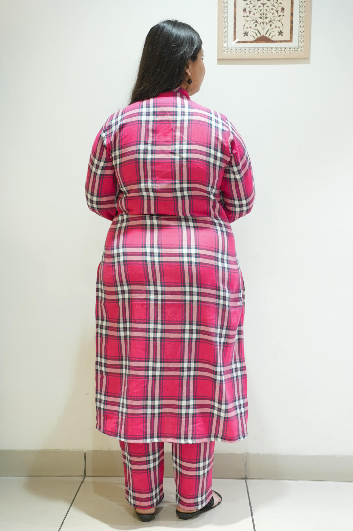 Rosewood Pink Woollen Kurta Set