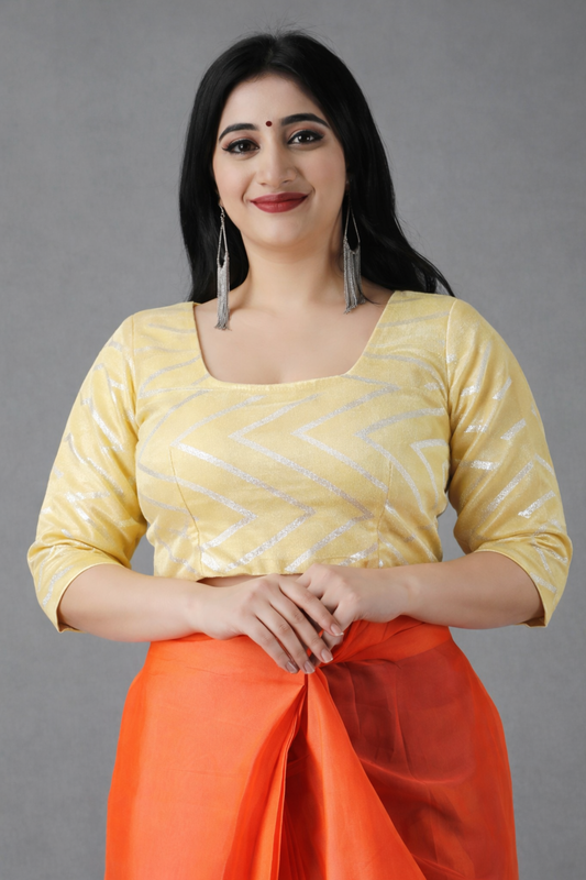 Soft Beige Sparkle Silk Blouse