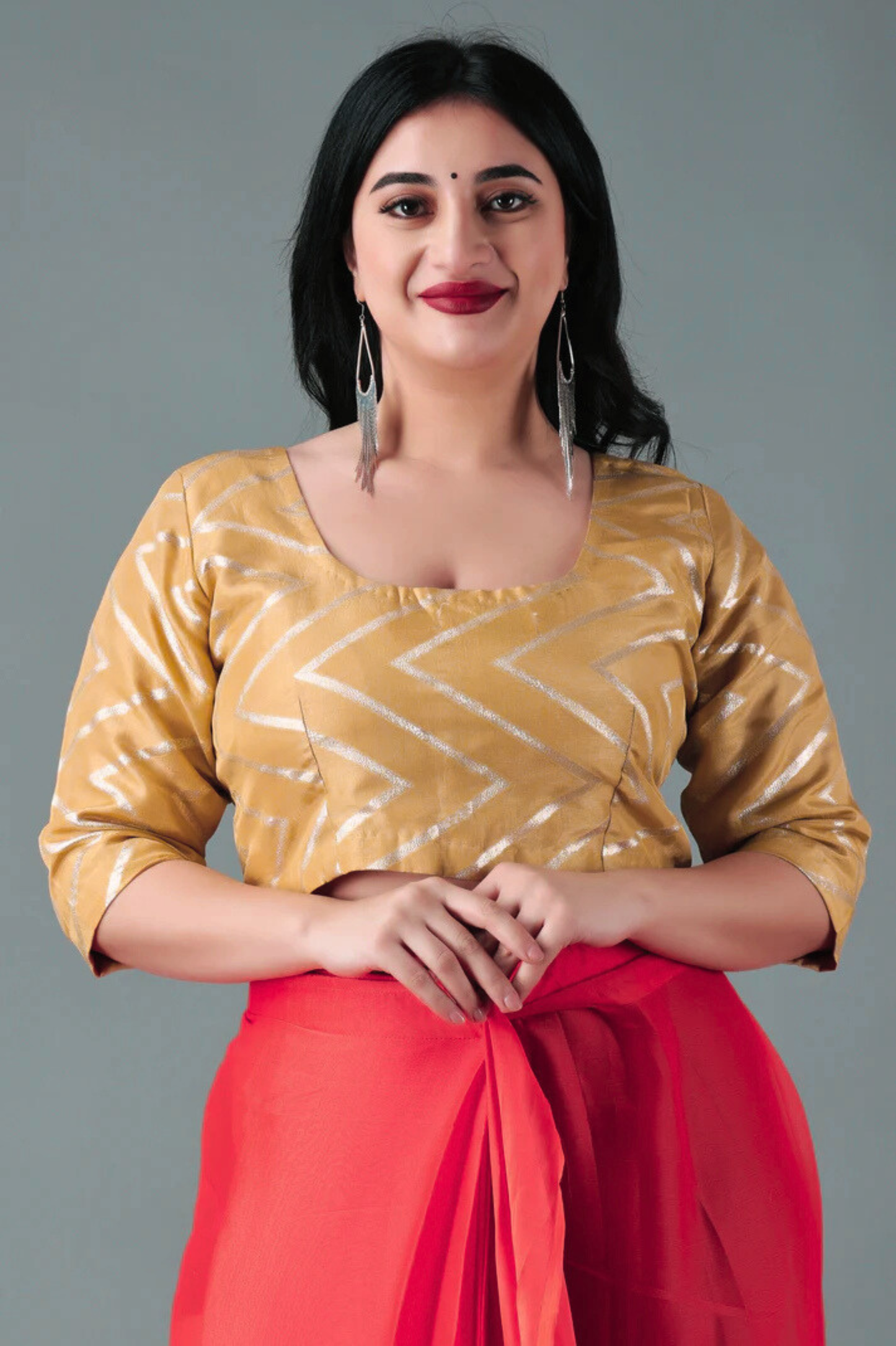 Gleamy Gold Silk Blouse