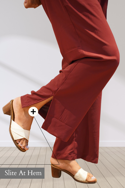 Deep Maroon All Day Flared Pants