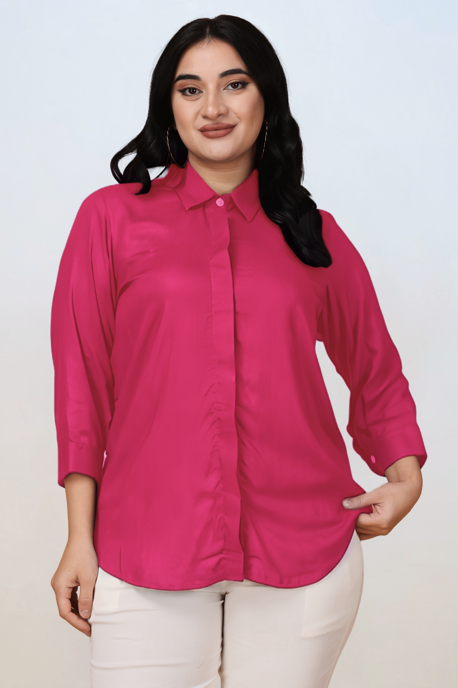 Buy Plus Size ​Berry Sorbet Solid Rayon Shirt At Apella | Sizes XS to 10 XL | India | Free Delivery | Customized