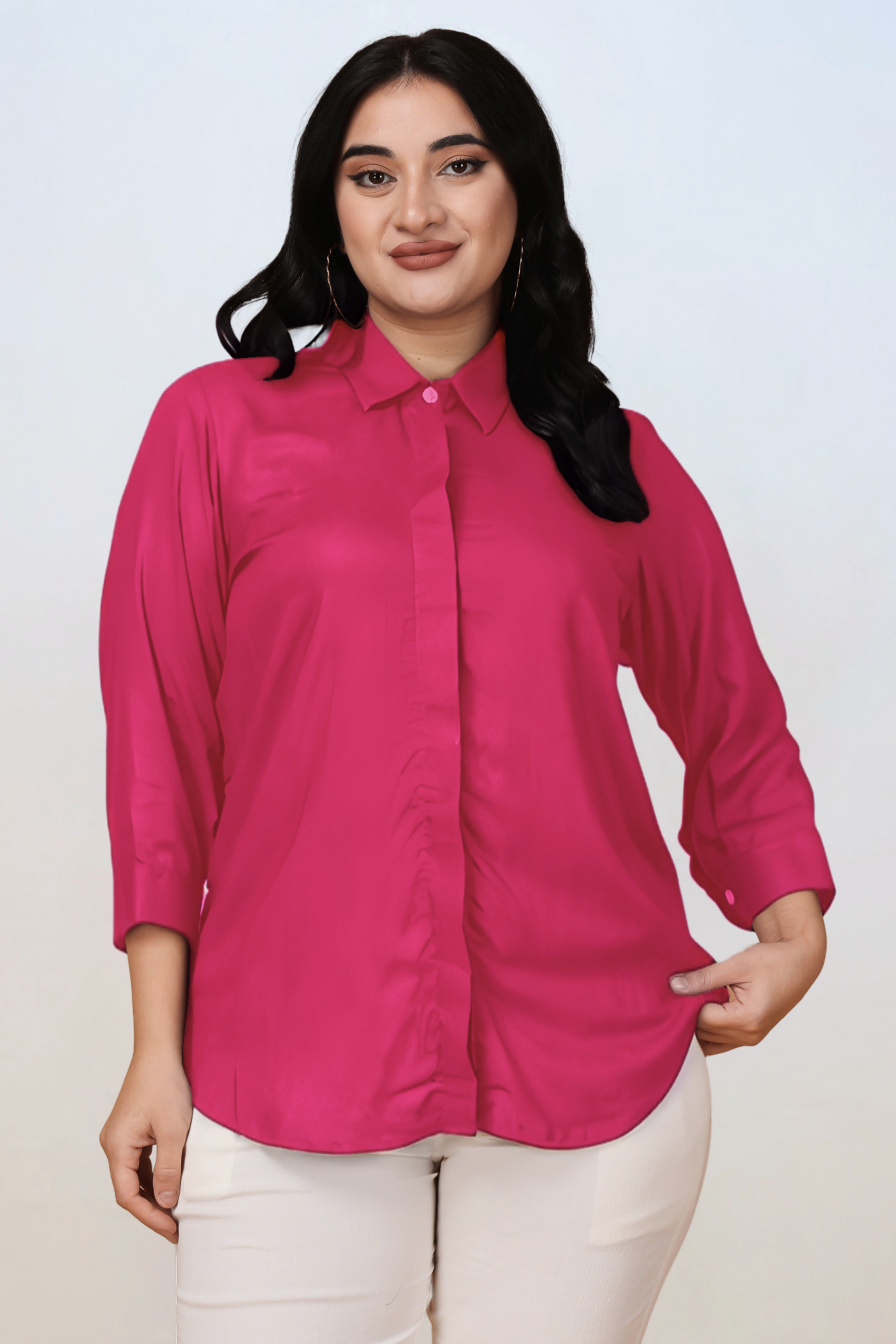 Buy Plus Size ​Berry Sorbet Solid Rayon Shirt At Apella | Sizes XS to 10 XL | India | Free Delivery | Customized