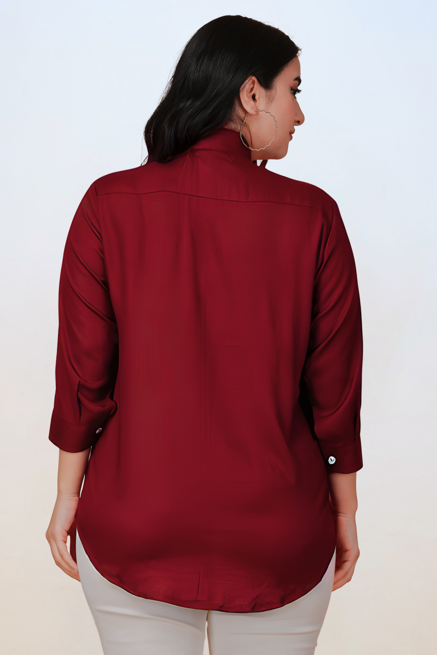 Mystic Maroon Solid Rayon Shirt