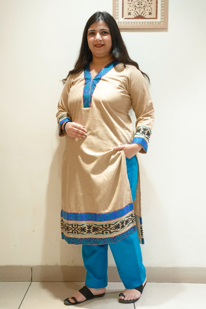 Sandstone Blue Woollen Kurta Set