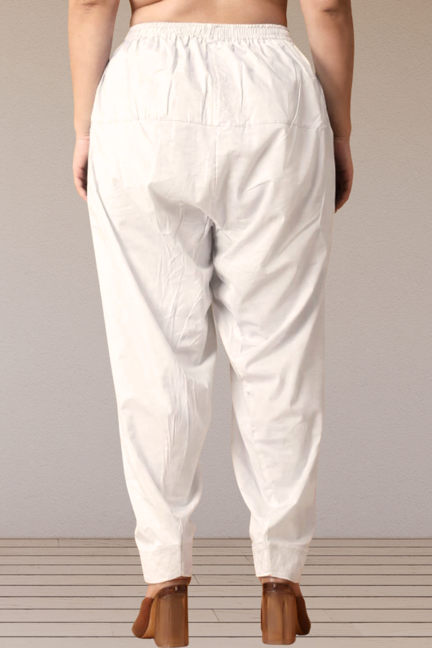 Off White Pleated Cotton Salwar