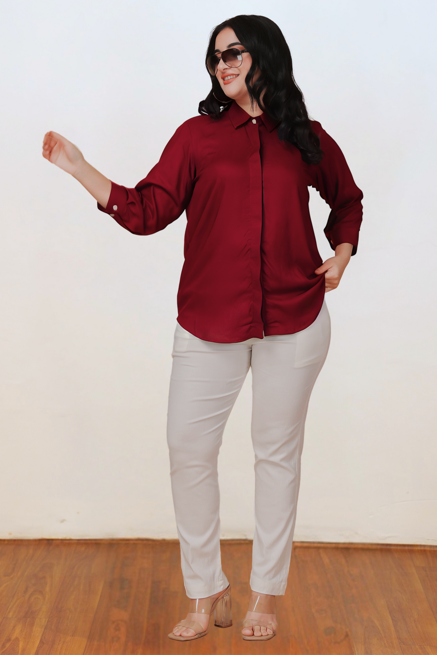 Mystic Maroon Solid Rayon Shirt