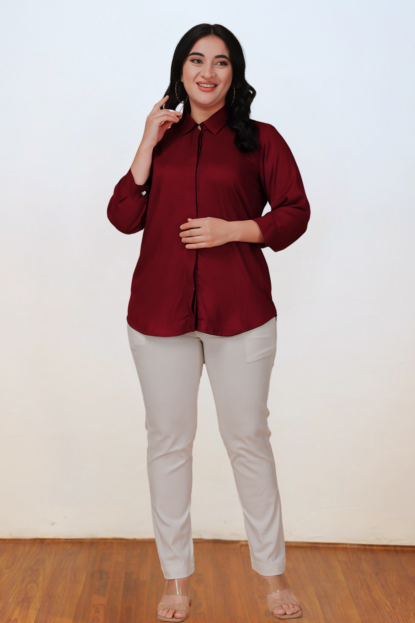 Mystic Maroon Solid Rayon Shirt