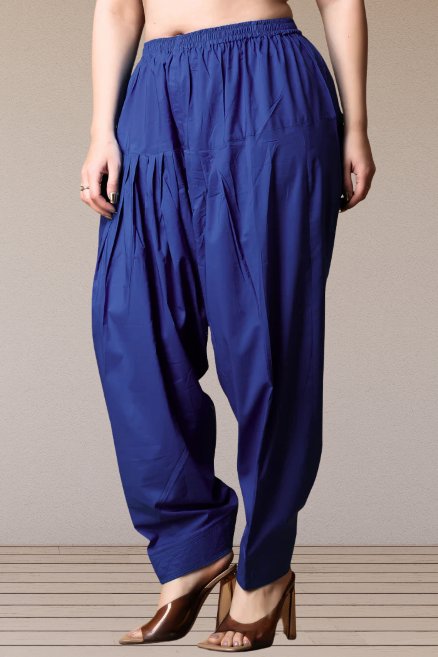 Royal Blue Pleated Cotton Salwar