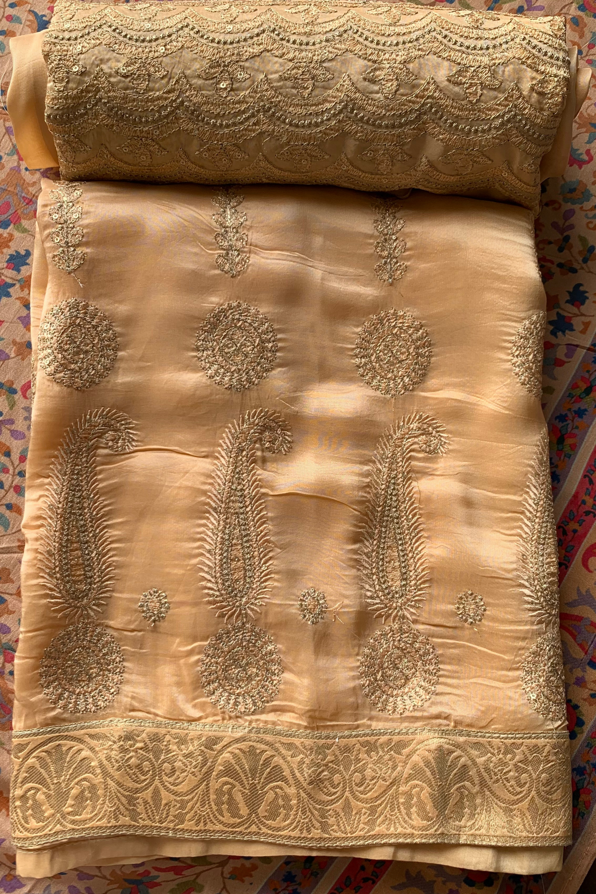 Golden Silk Dress Material - Apella Golden Silk Dress Material - Apella