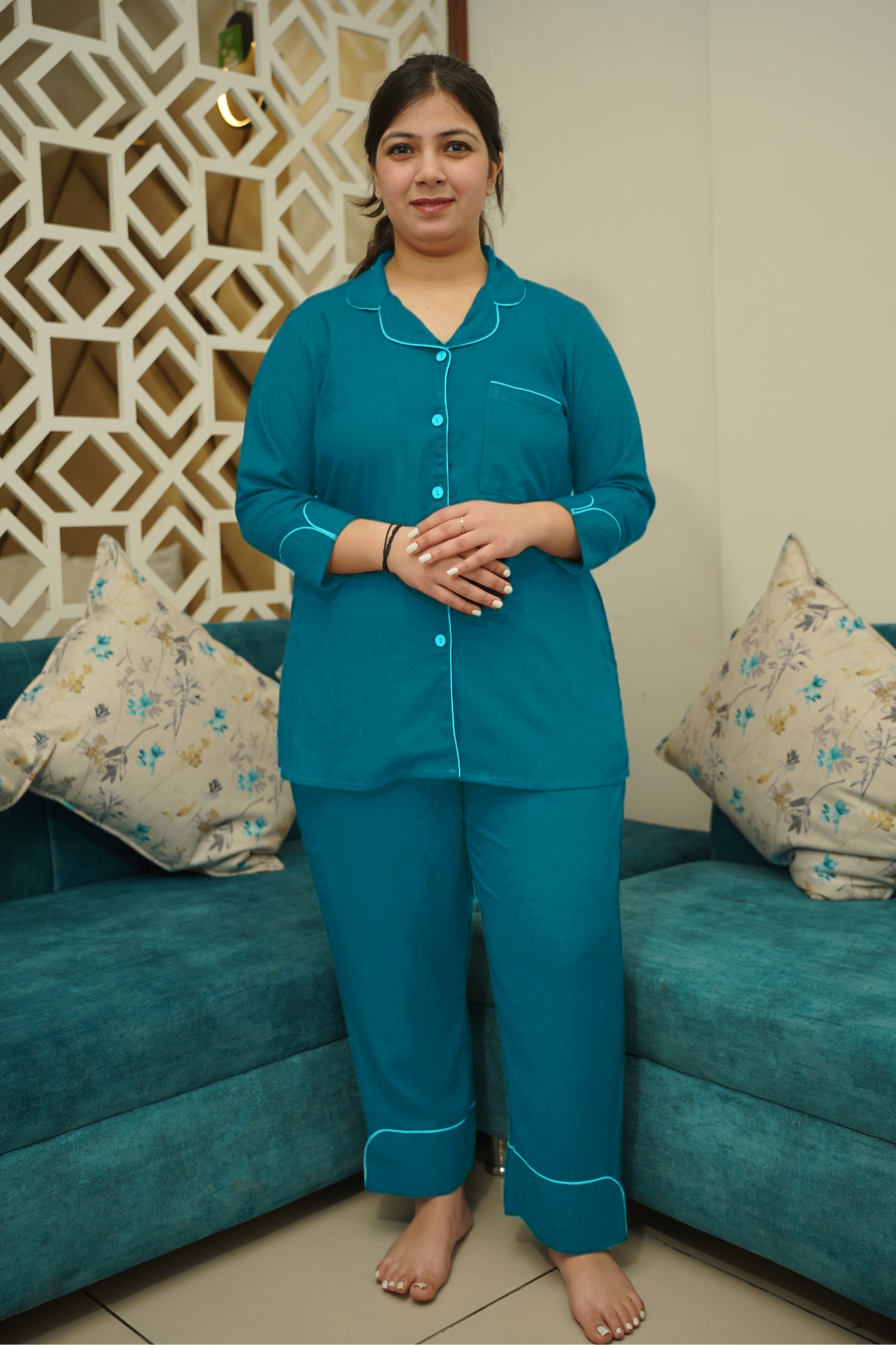 Aqua Haze Rayon Night Suit