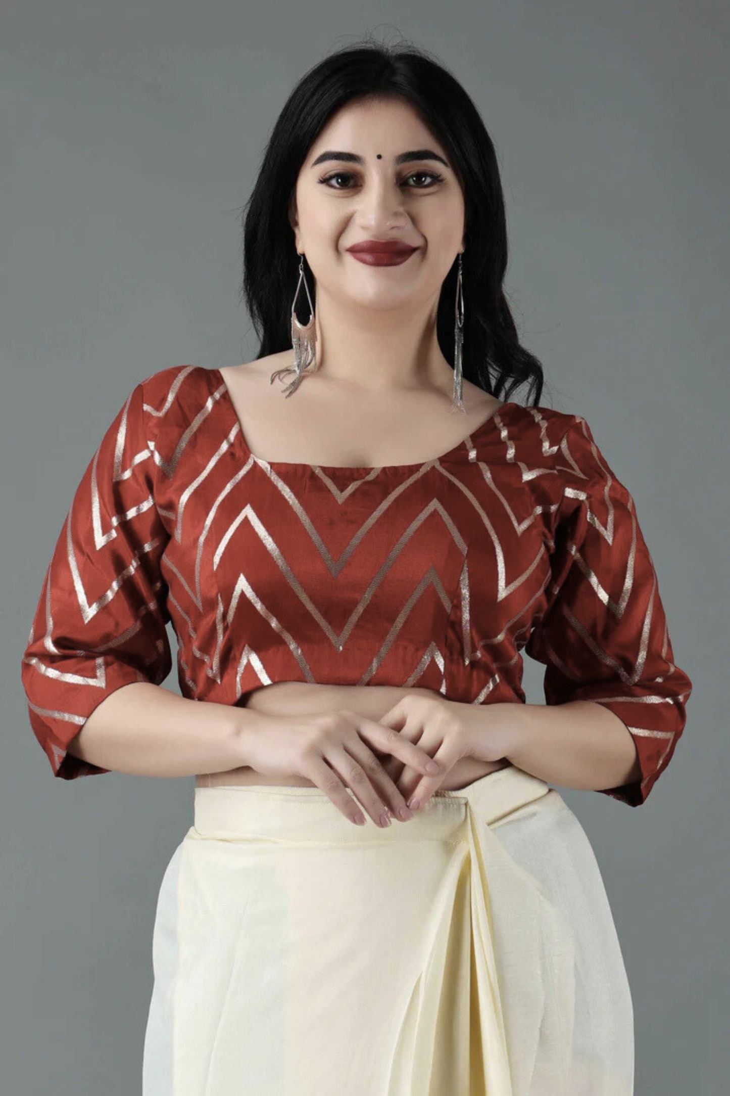 Deep Rust Silk Blouse