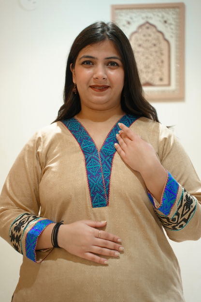 Sandstone Blue Woollen Kurta Set