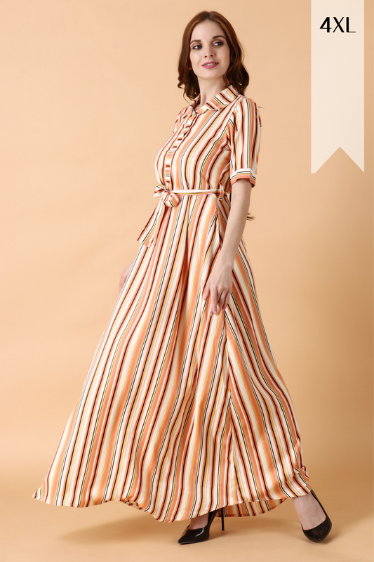 Peach Striped Dress