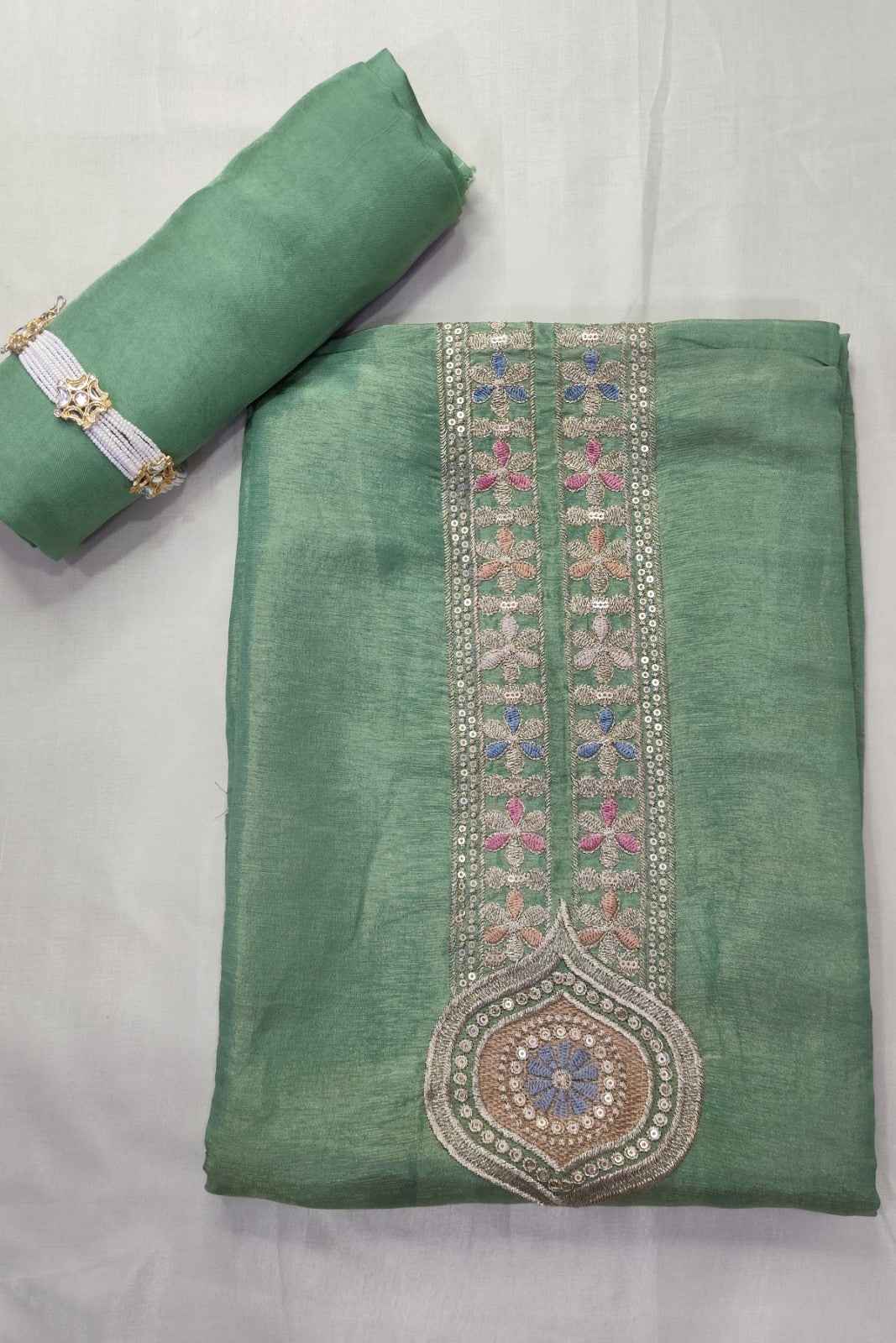 Pista Shimmer Silk Unstitched Salwar Suit