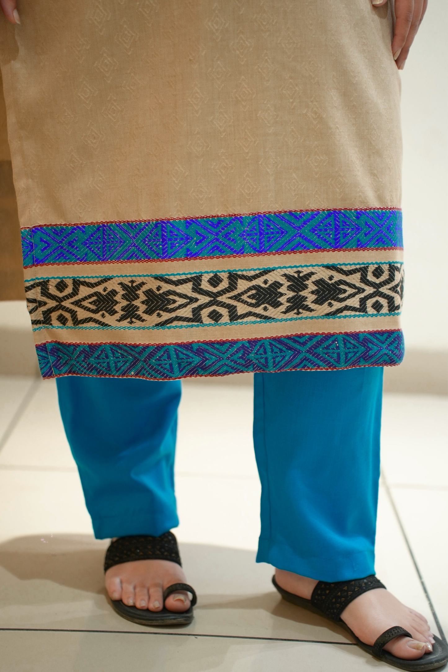 Sandstone Blue Woollen Kurta Set