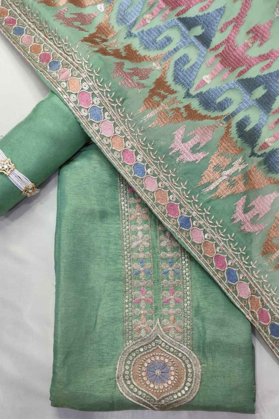 Pista Shimmer Silk Unstitched Salwar Suit