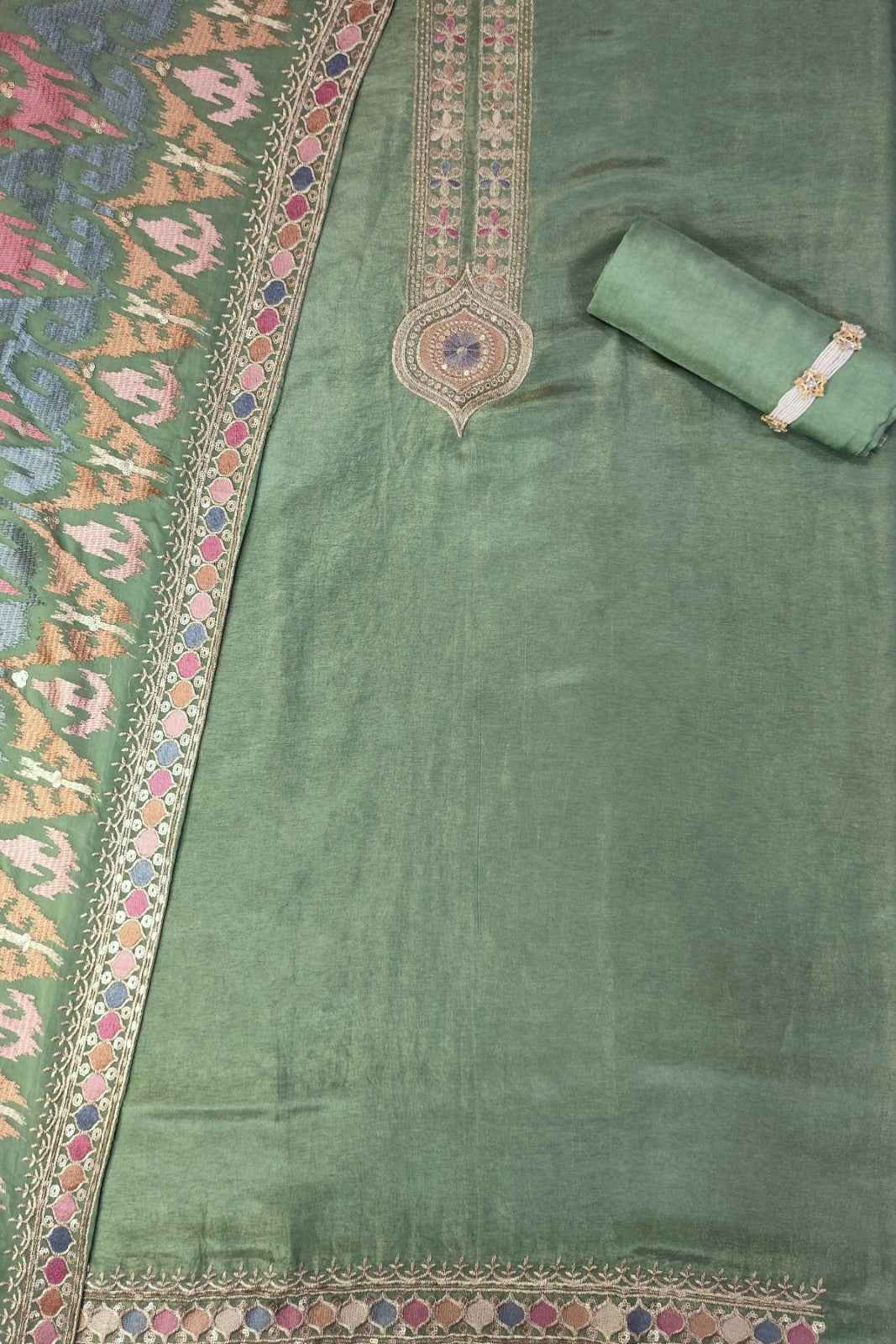 Pista Shimmer Silk Unstitched Salwar Suit