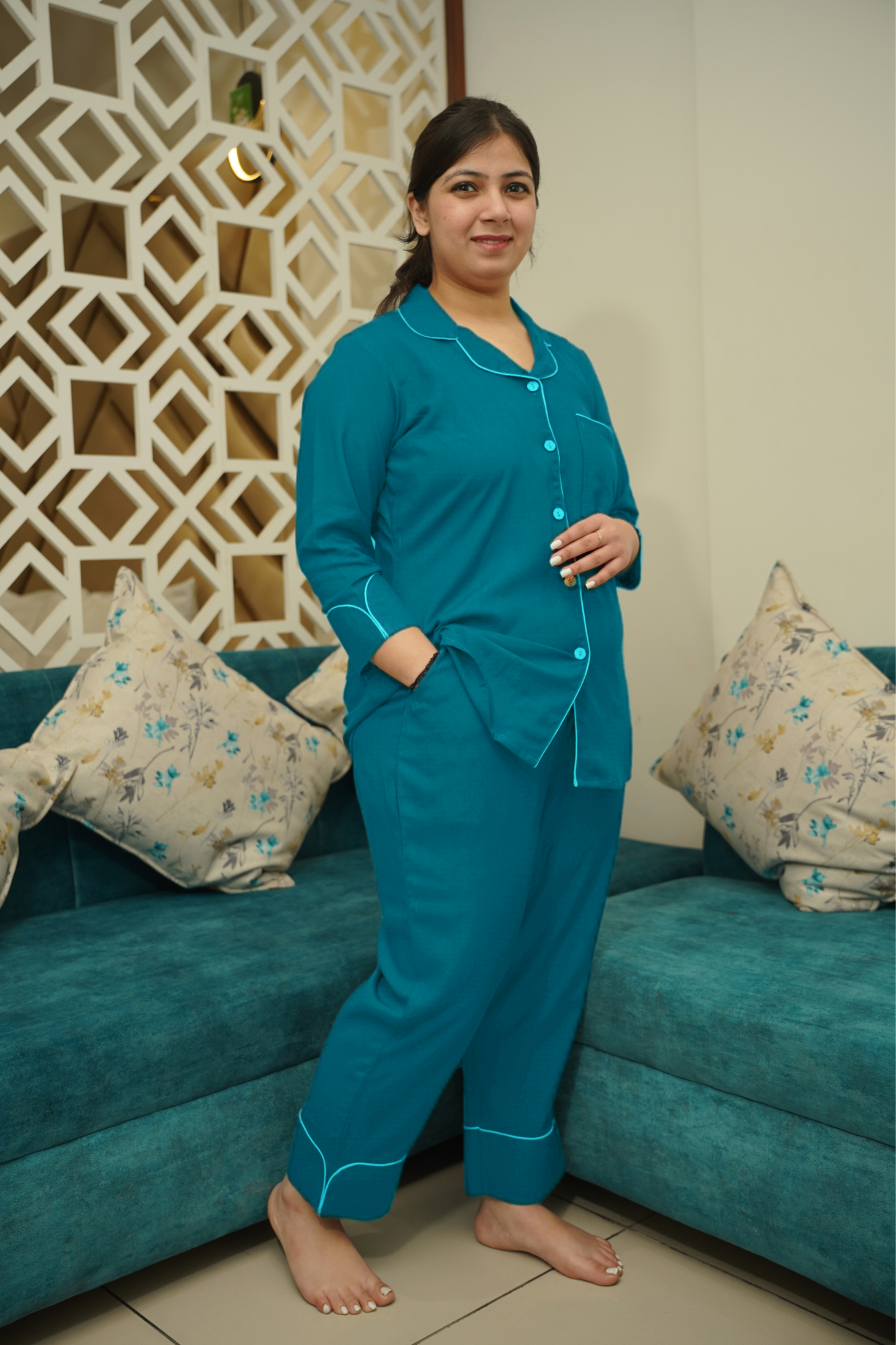 Aqua Haze Rayon Night Suit