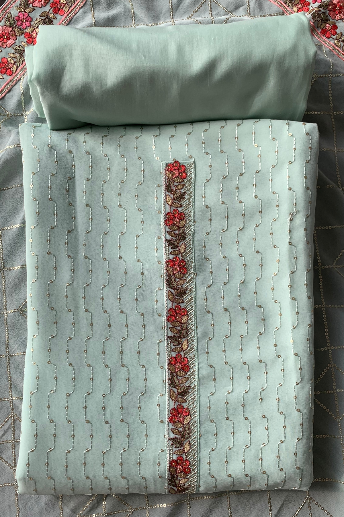Buy Plus Size ​Mint Green Dress Material At Apella | Sizes XS to 10 XL | India | Free Delivery | Customized