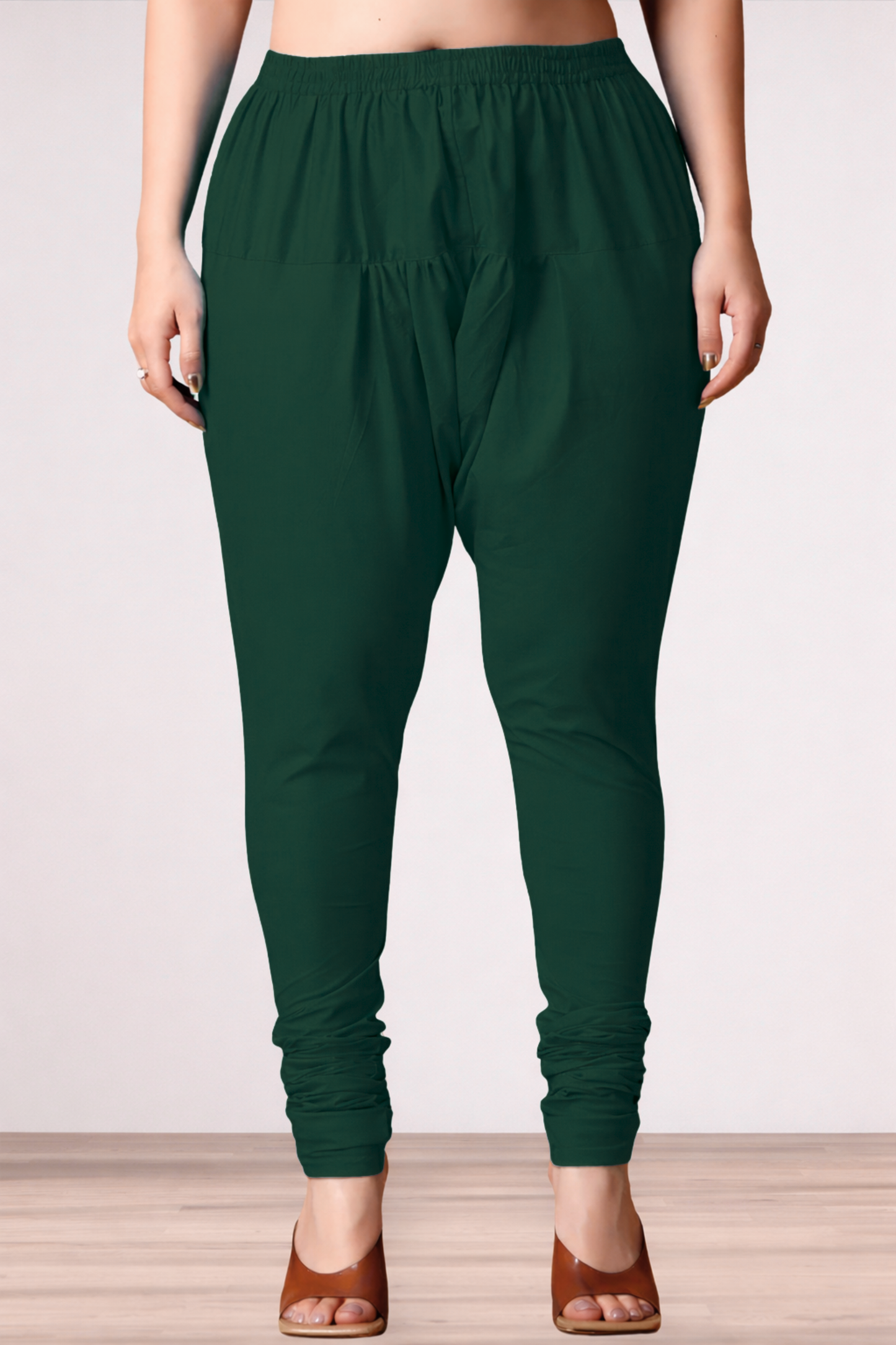 Bottle Green Rayon Churidar Pants