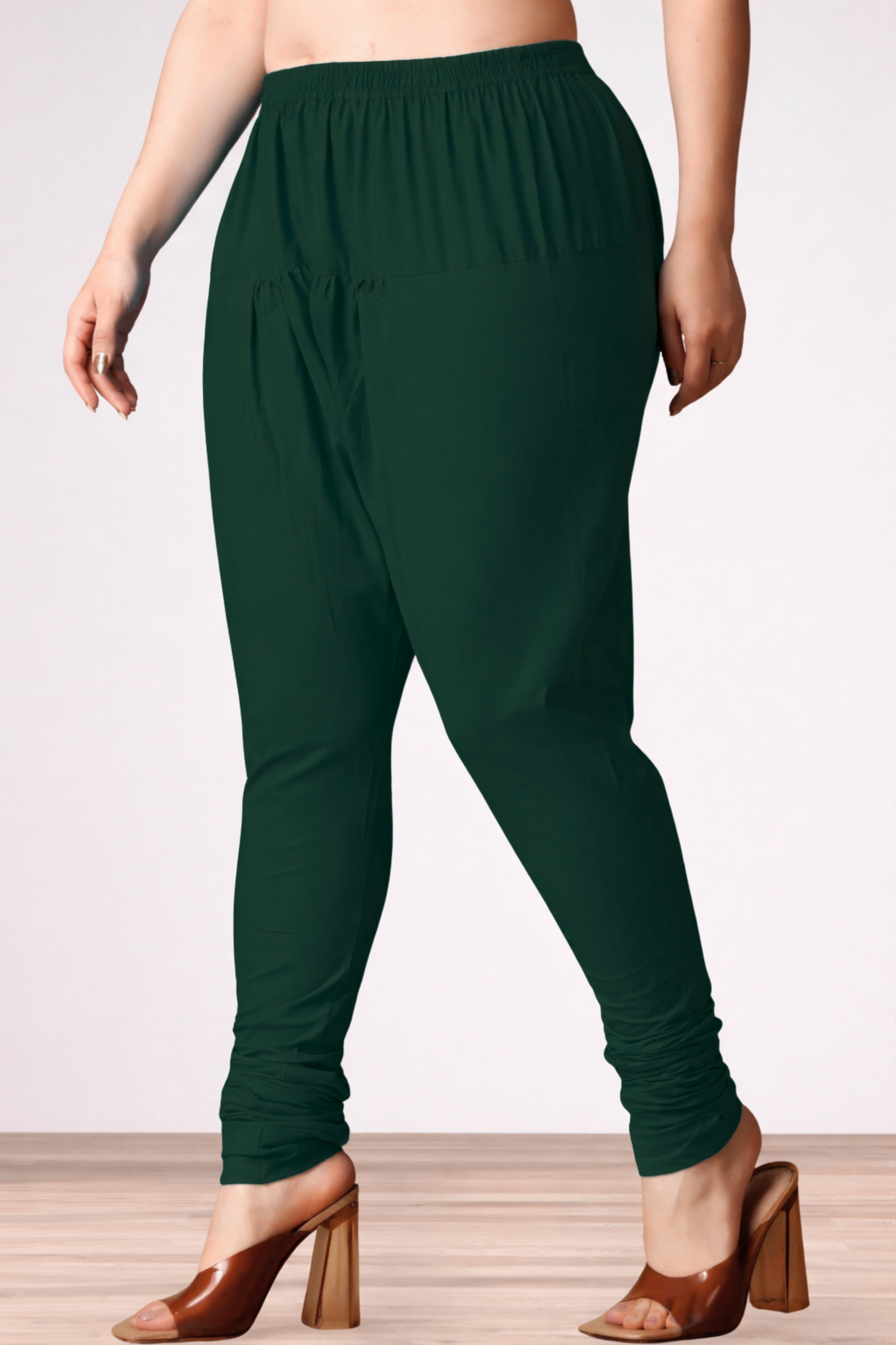 Bottle Green Rayon Churidar Pants