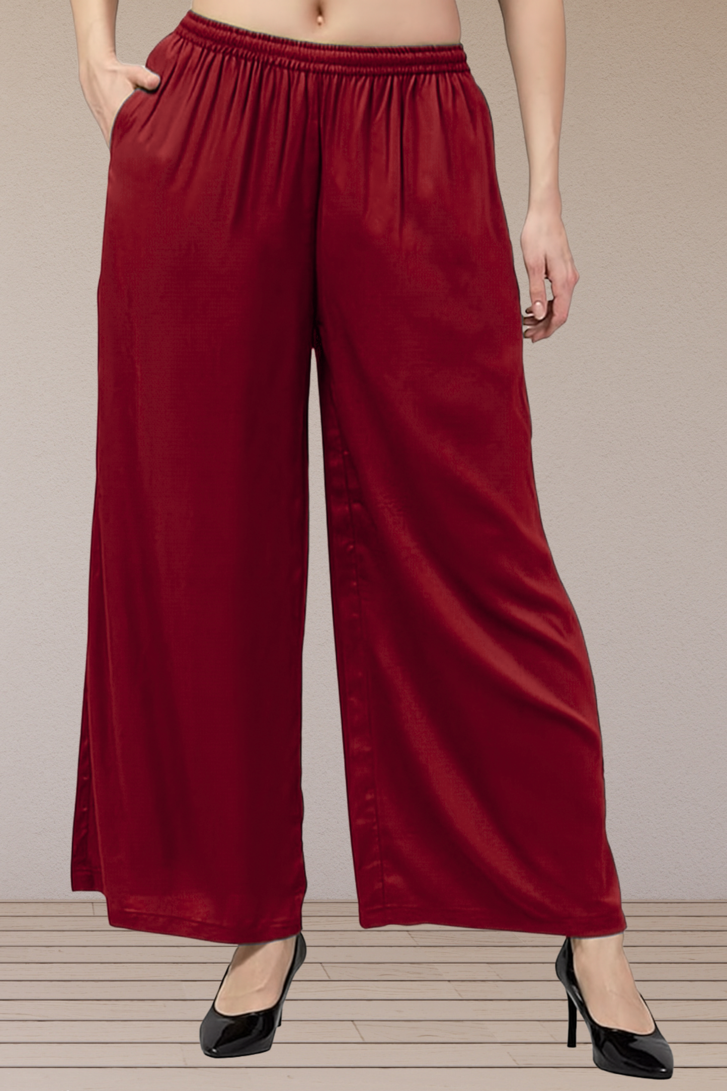 Flared Rayon Palazzo Pants