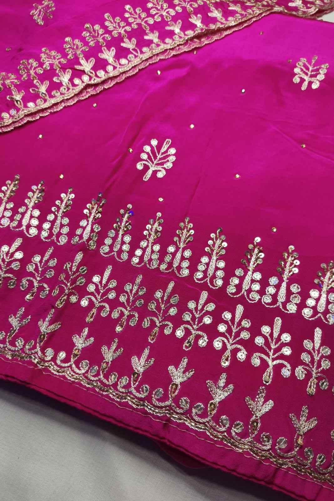 Magenta Gota Patti Unstitched Crepe Suit
