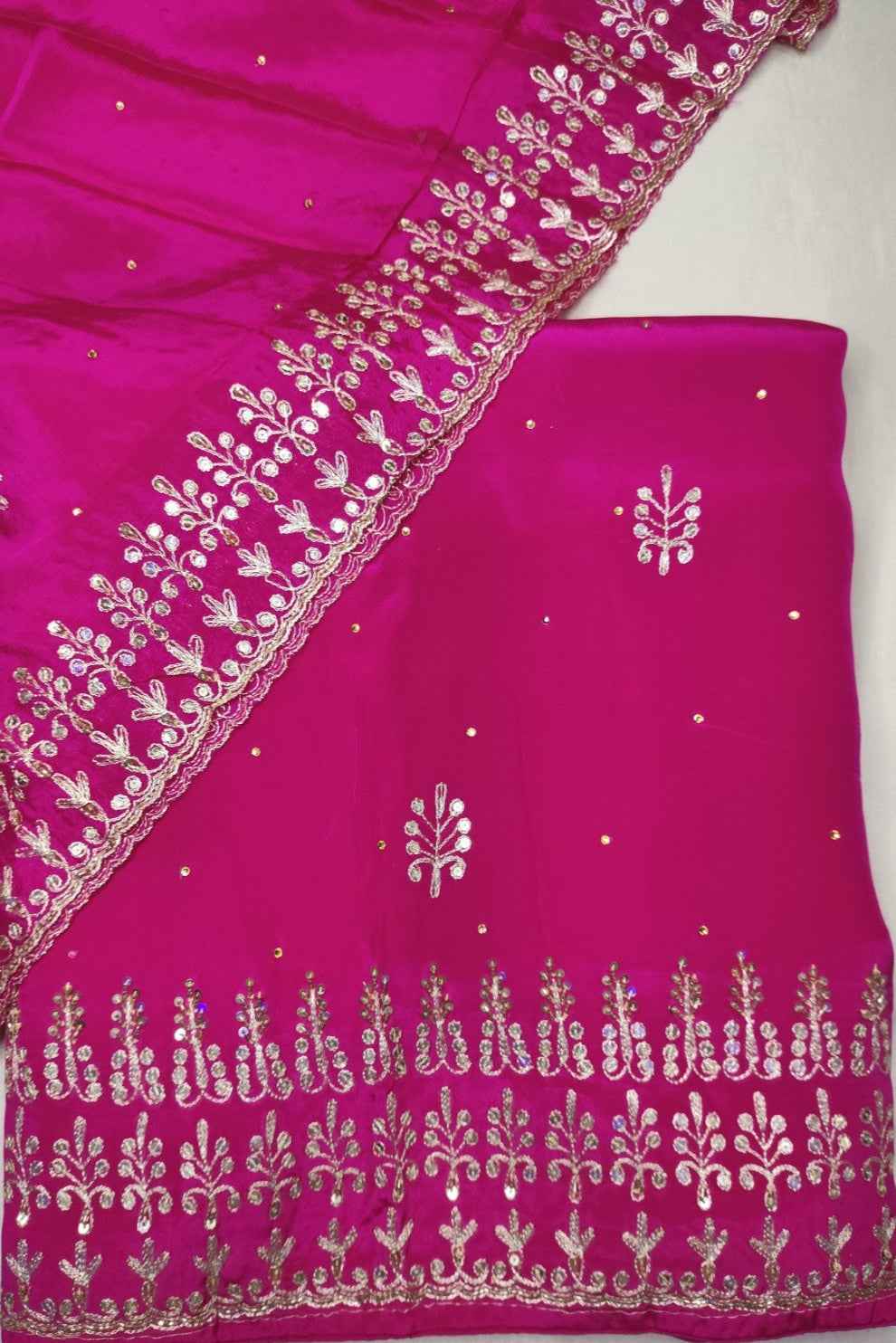 Magenta Gota Patti Unstitched Crepe Suit
