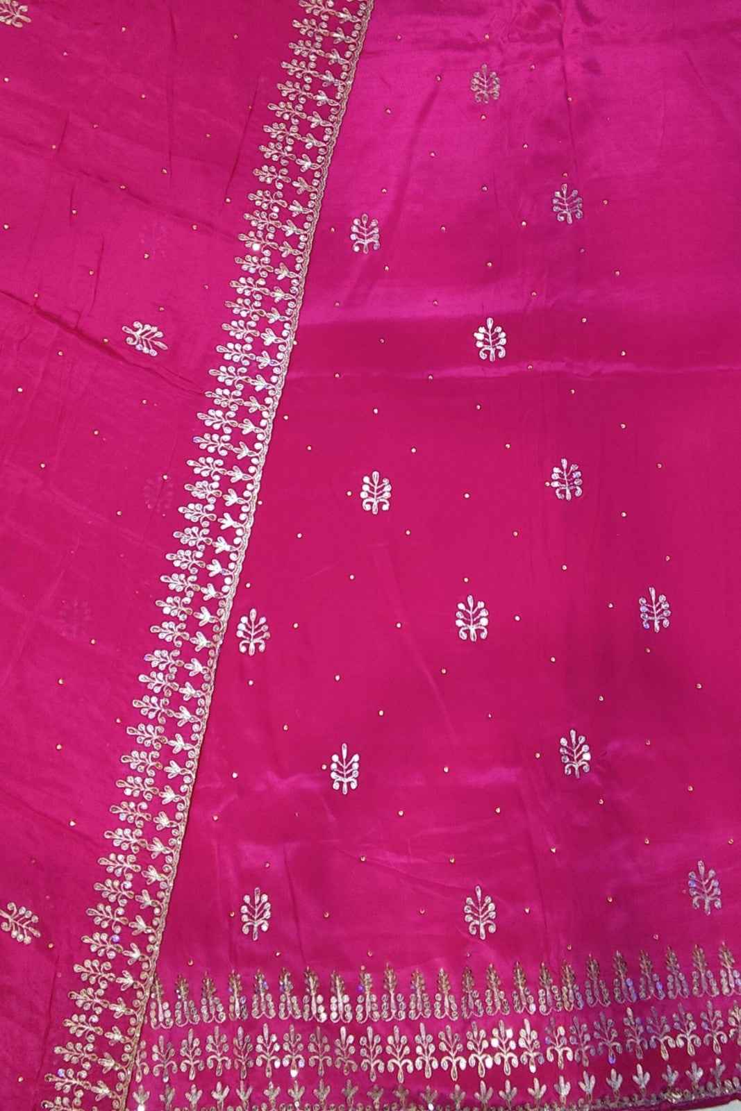 Magenta Gota Patti Unstitched Crepe Suit