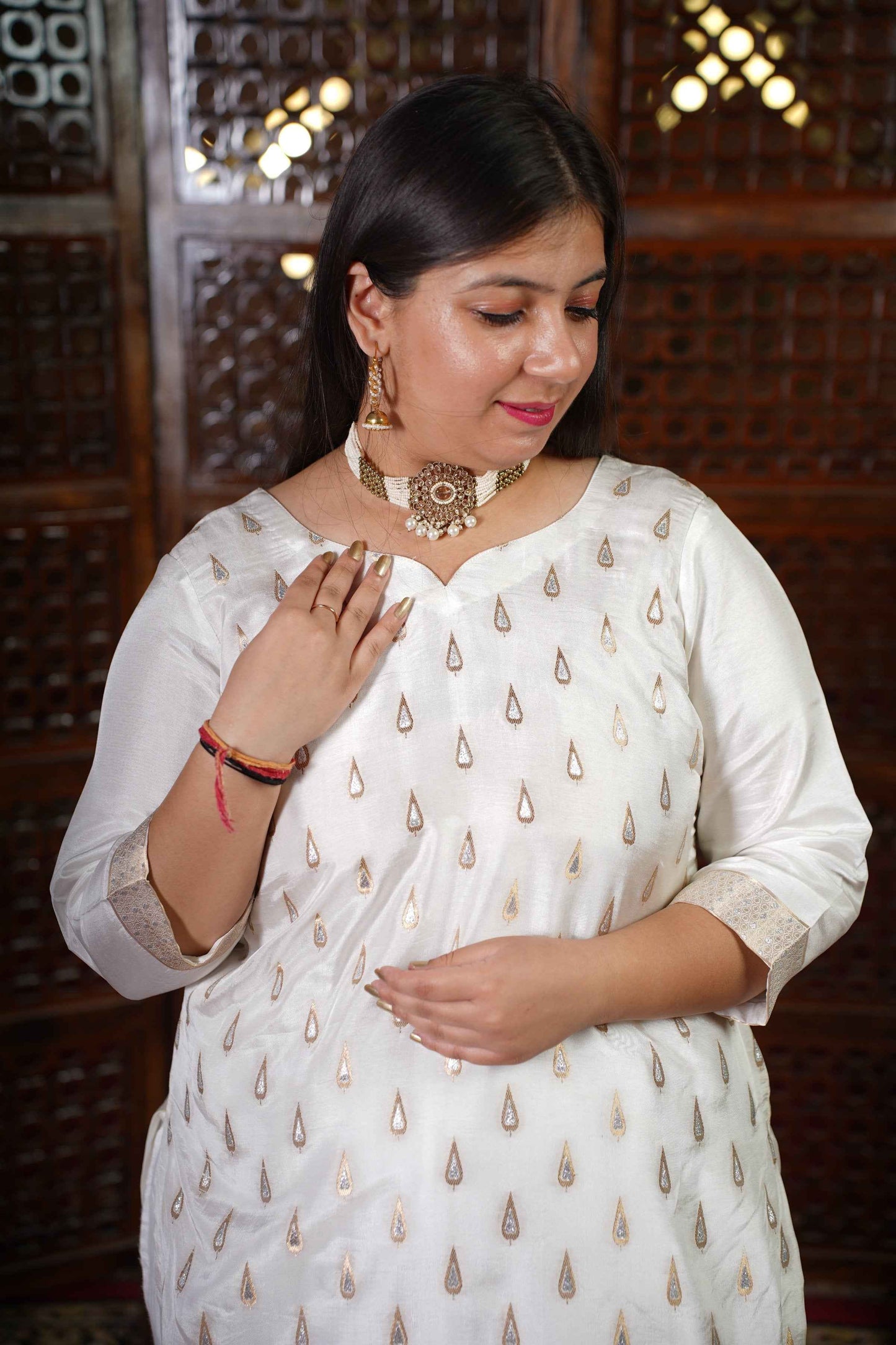 Aabha Jacquard Woven Silk Suit