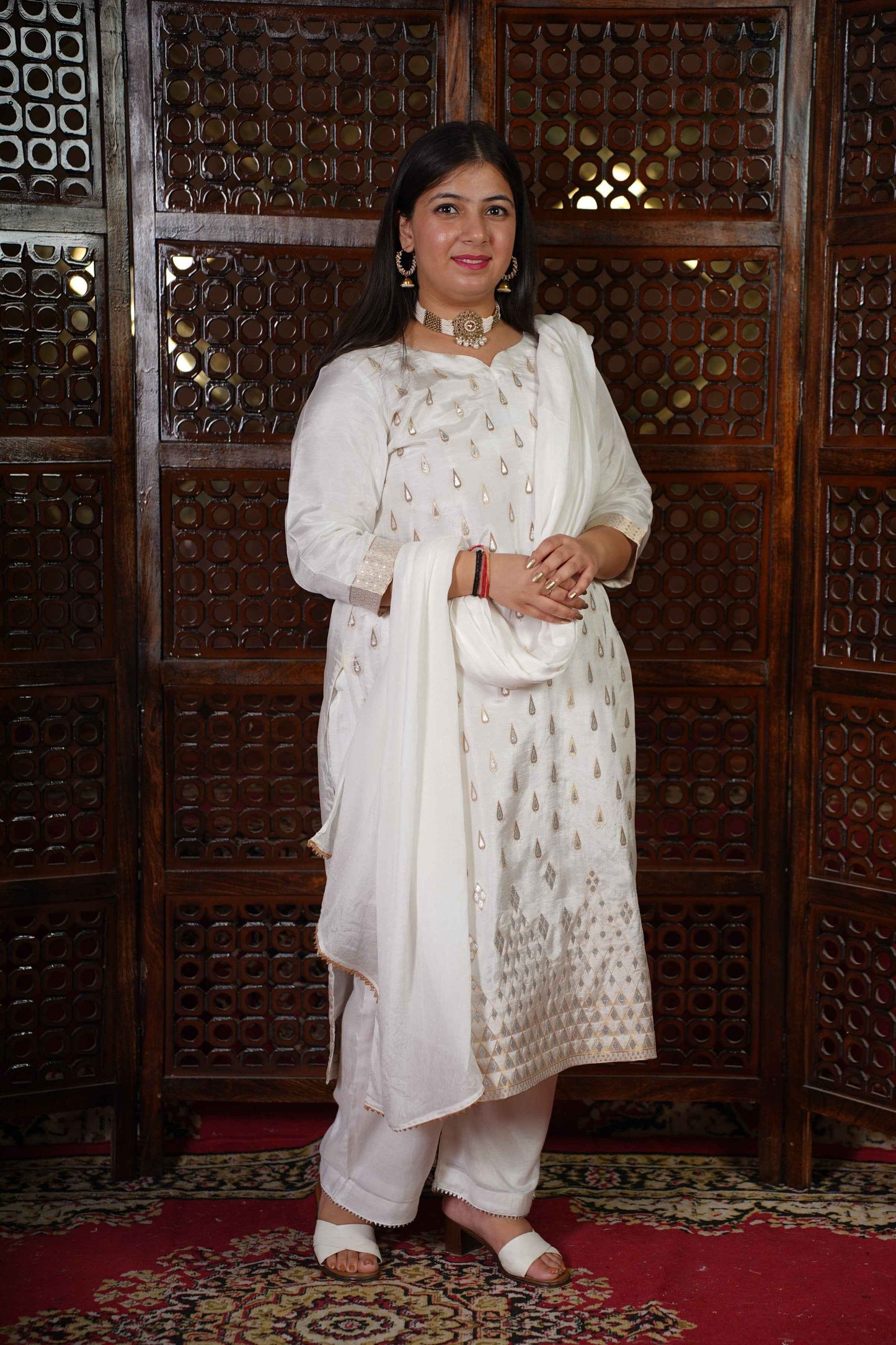 Aabha Jacquard Woven Silk Suit