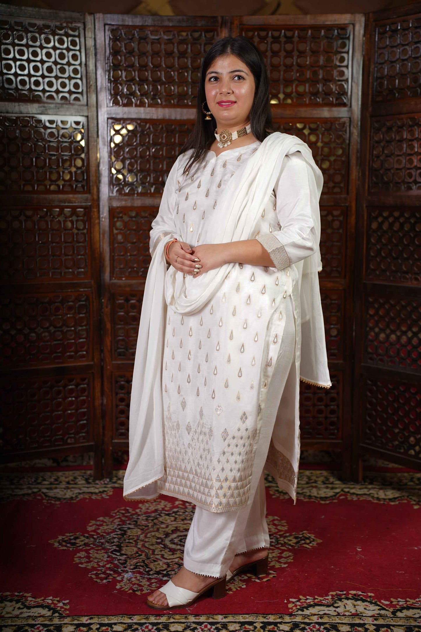 Aabha Jacquard Woven Silk Suit