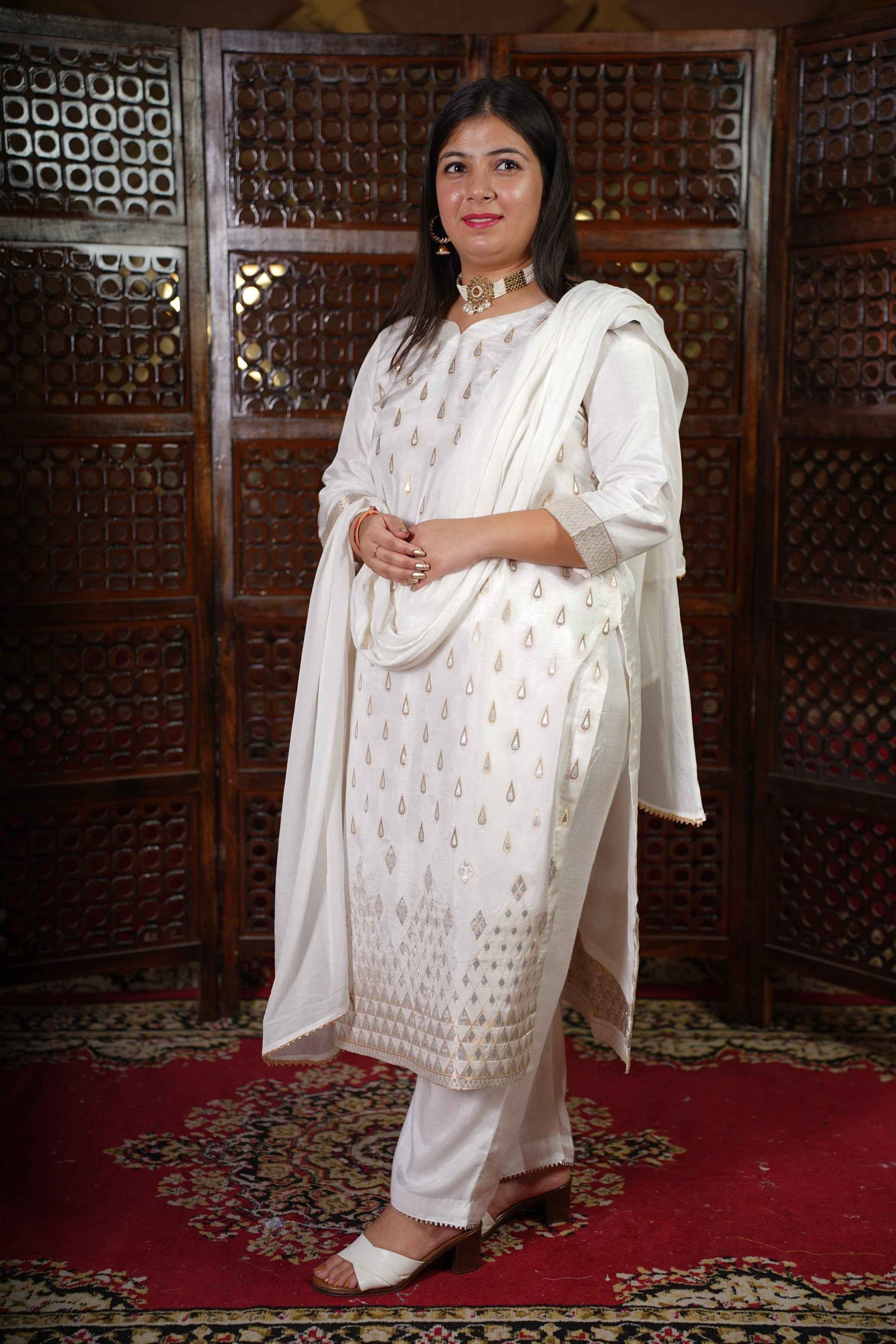 Aabha Jacquard Woven Silk Suit
