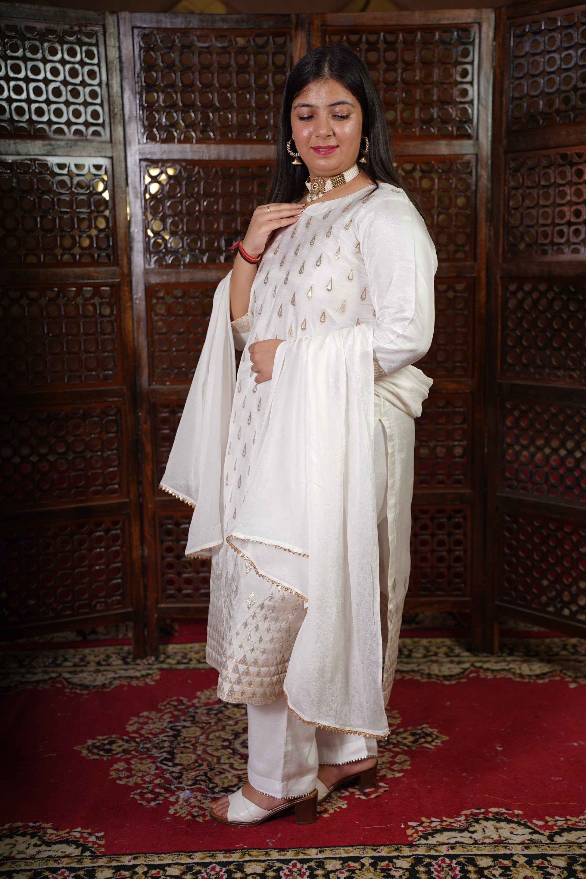Aabha Jacquard Woven Silk Suit