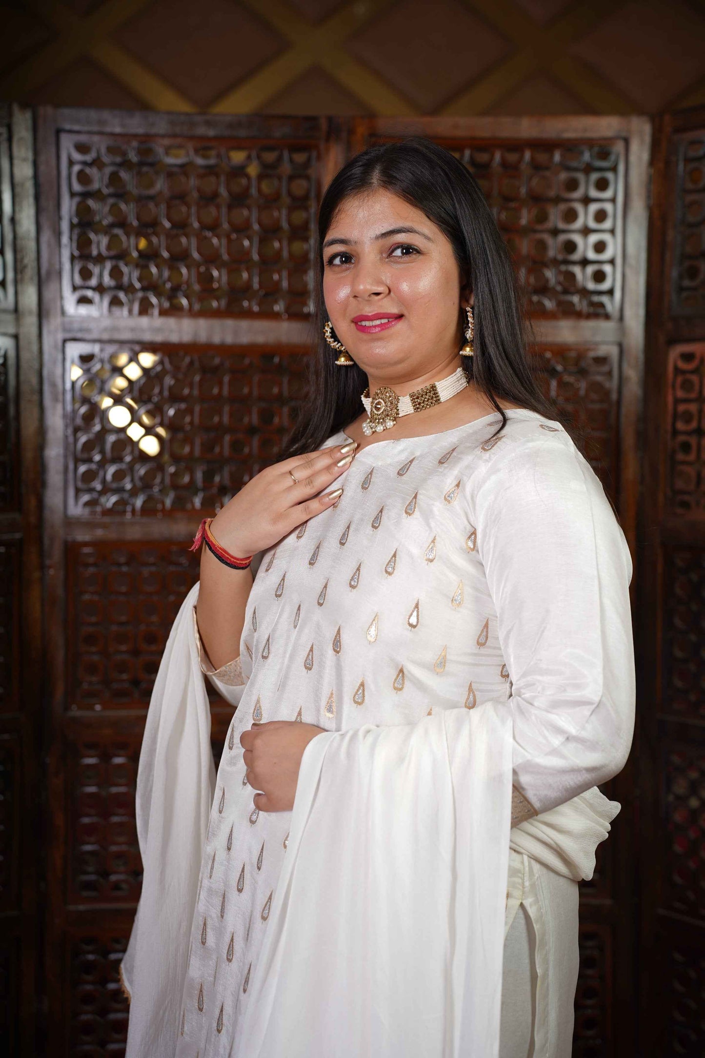 Aabha Jacquard Woven Silk Suit