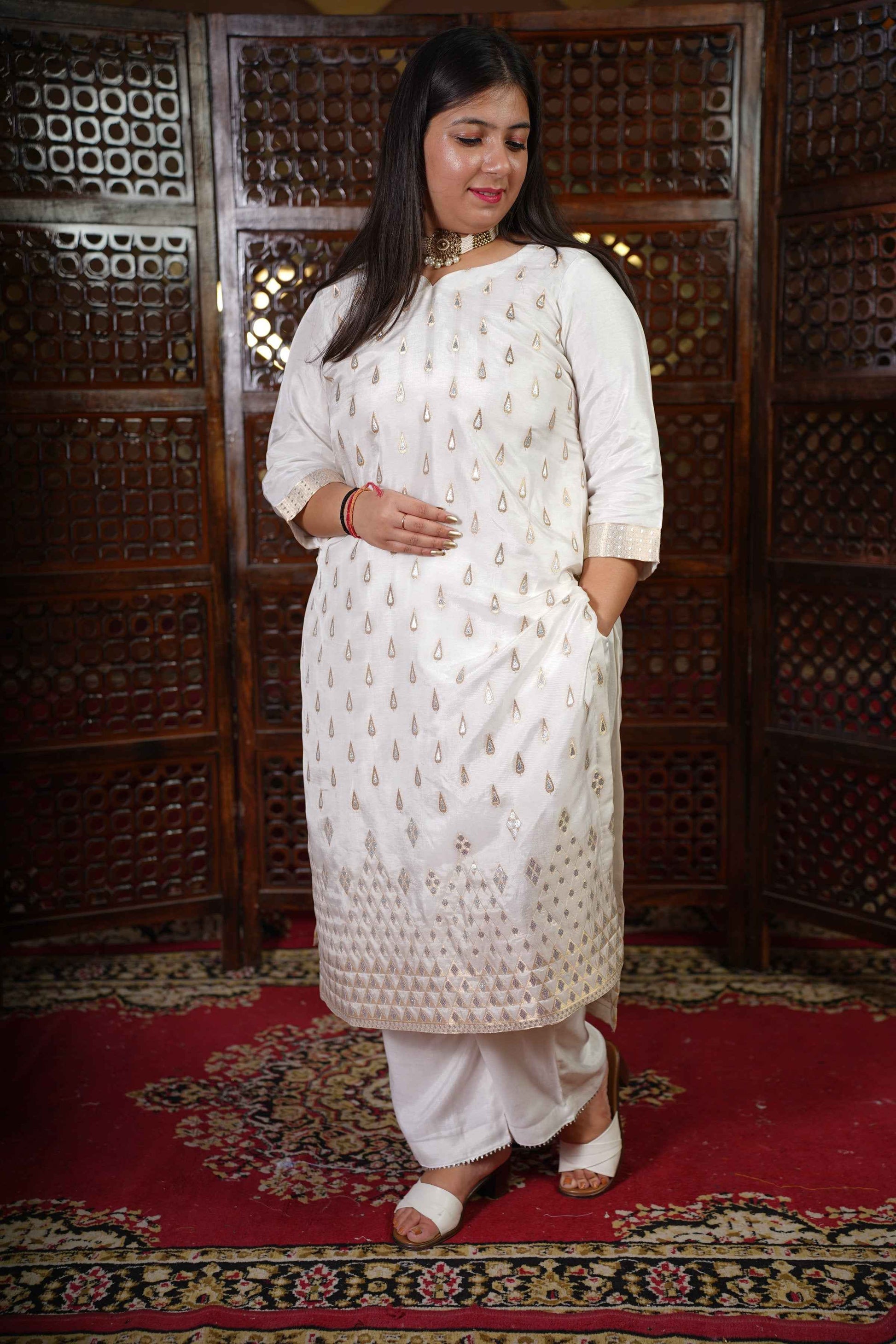 Aabha Jacquard Woven Silk Suit